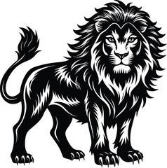 Fototapeta premium black lion vector illustration silhouette, Print