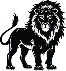 Fototapeta premium black lion vector illustration silhouette, Print