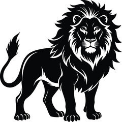 Fototapeta premium black lion vector illustration silhouette, Print