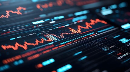 Fototapeta premium Dynamic Stock Market Data Visualization: Insights on Trends and Fluctuations in Real Time