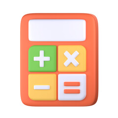 Obraz premium 3D illustration of a colorful calculator, This icon represents calculations, finance, or education.