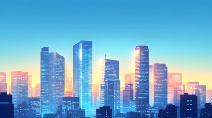 Obraz premium Cityscape with Skyscrapers at Dusk