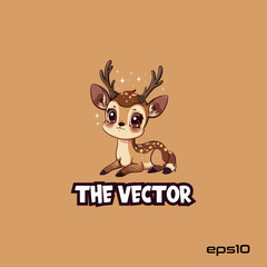 Fototapeta premium Deer sitting logo, vector, mascot, character, cartoon, illustration, eps10