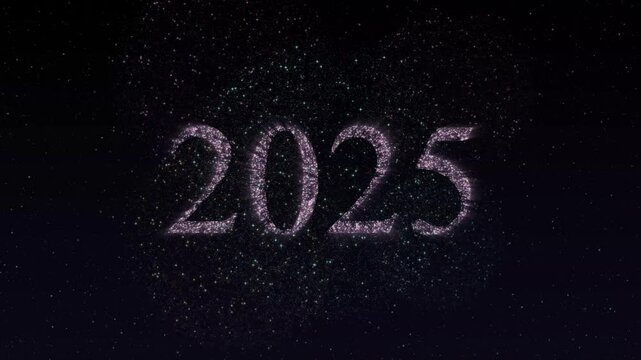 2025 Blast text beautiful Title animation shine flickering firework bokeh background