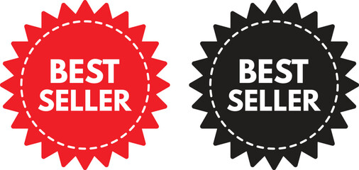 Red and black best seller badge icon set . Bestseller badge icon vector © cool vp