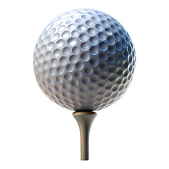 Golf ball on tee ready to play Isolated on transparent background.