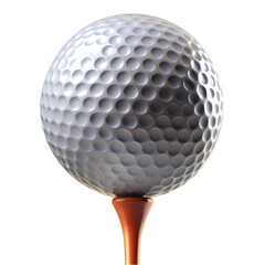 Golf ball on tee ready to play Isolated on transparent background.