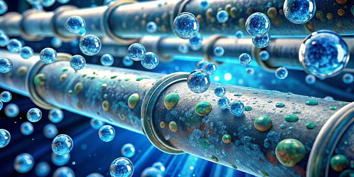 Water droplets congeal on pipes containing Legionella bacteria, a potentially deadly threat to unsuspecting water consumers, posing a health risk.