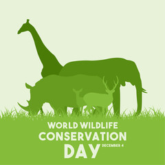 World Wildlife Conservation Day. December 4. Poster, banner, card, background.