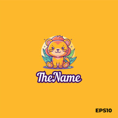 Happy lion logo, vector, mascot, character, cartoon, illustration, eps10