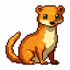 Fototapeta premium Pixel Art Cute Cartoon Weasel Retro Styled Digital Illustration