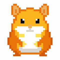 Pixel Art Hamster Illustration   Retro 8 Bit Style Cute Animal Design