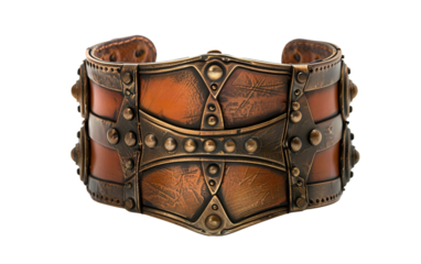 Bronze Armor-Inspired Cuff on white background
