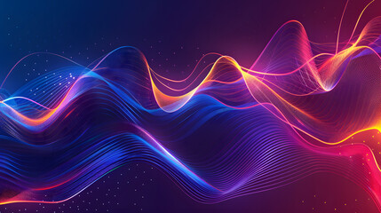 The vibrant blue, orange, and pink waveforms are ideal for modern tech projects requiring dynamic visual animations with looping sequences, providing a contemporary and energetic aesthetic