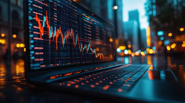Businessperson standing confidently on a high-rise balcony, satisfied expression, cityscape below representing achievement.