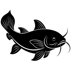 Catfish line art silhouette Vector illustration   
