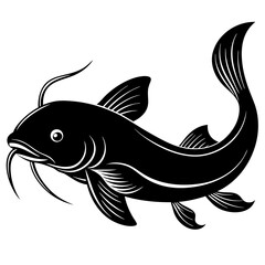 Catfish line art silhouette Vector illustration   
