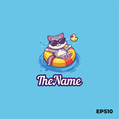 Chilling cat logo, vector, mascot, character, cartoon, illustration, eps10