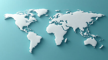 3D world map rendered on a soft blue gradient background. The sleek design highlights global connectivity and simplicity, perfect for modern and clean visuals