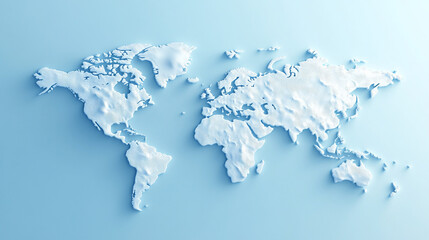 3D world map rendered on a soft blue gradient background. The sleek design highlights global connectivity and simplicity, perfect for modern and clean visuals
