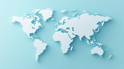 3D world map rendered on a soft blue gradient background. The sleek design highlights global connectivity and simplicity, perfect for modern and clean visuals