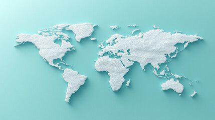 3D world map rendered on a soft blue gradient background. The sleek design highlights global connectivity and simplicity, perfect for modern and clean visuals