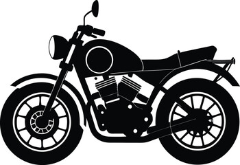 Obraz premium black motorcycle vector illustration silhouette, Print