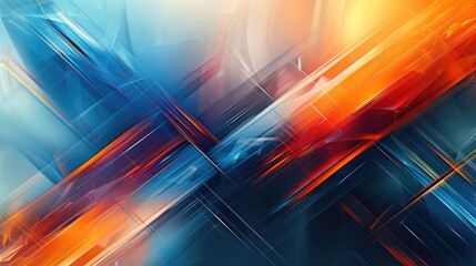 Depict an abstract background with intersecting blue and orange lines. Generative AI.