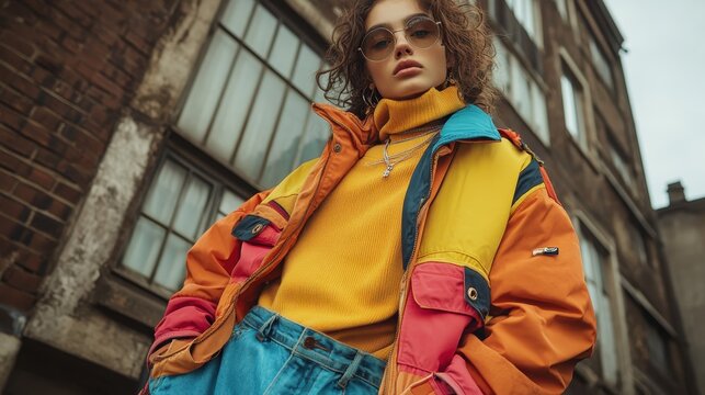 Empowering Gen Z Fashion: Gender-Fluid Model in Bold Retro Streetwear, Promoting Inclusivity and Self-Expression