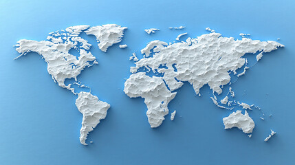 3D world map rendered on a soft blue gradient background. The sleek design highlights global connectivity and simplicity, perfect for modern and clean visuals