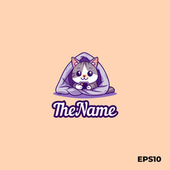 Lazy cat logo, vector, mascot, character, cartoon, illustration, eps10