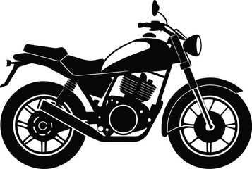 black motorcycle vector illustration silhouette, Print