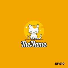 Happy cat logo, vector, mascot, character, cartoon, illustration, eps10