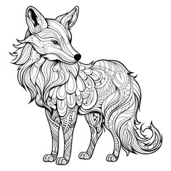 Fox Mandala Lineart Vector