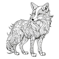 Fox Mandala Lineart Vector