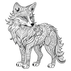 Fox Mandala Lineart Vector