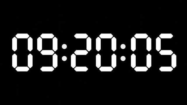 09:20 - 60 Second Full-Screen Countdown Timer with 7-Segment Display | 9:20 AM (Nine O'Clock Twenty Minutes) | Nine O'Clock, Twenty Minutes