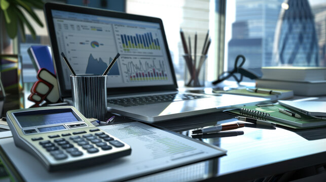 accountant might use in their daily work, modern office environment