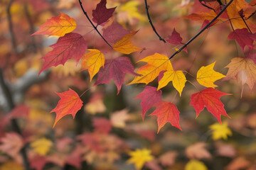 Obraz premium close-up Beautiful Colorful Autumn Leaves in motion