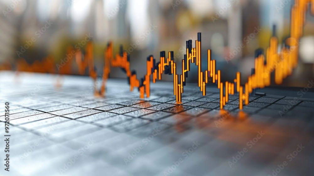 Poster Sharp upward stock graph on a clean, white background. Generative AI.