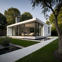 AI-Generated modern minimalistic house with a nature.