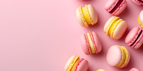 Obraz premium Pink Macarons Arranged on Pink Background