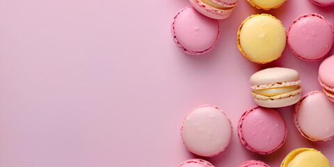 Obraz premium Pink Macarons Arranged on Pink Background
