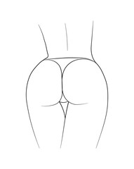butt woman panties bikini black white drawing