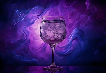 elegant cocktail glass in a cosmic nebula atmosphere for luxury nightlife concepts