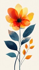 Fototapeta premium An abstract daisy illustration, with unconventional shapes and mixed colors, creating a unique and artistic interpretation.