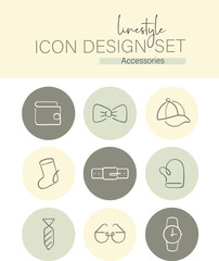 Linestyle Icon Design Set Accessories