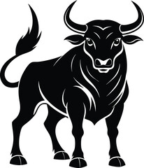 Naklejka premium black bull vector illustration silhouette, Print
