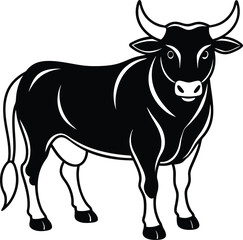 black bull vector illustration silhouette, Print