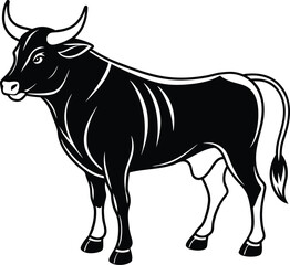 Fototapeta premium black bull vector illustration silhouette, Print
